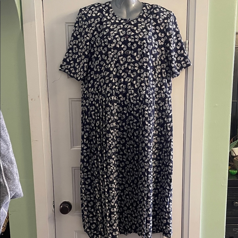 Floral Navy and White Dress